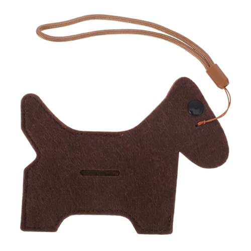 HANABASS 犬用うんち袋ディスペンサー ペット用バッグ容器 ゴミ袋収納 ストラップ付き 屋外散歩用 軽量 フェルト製 動物型ポーチ 片手で取り出し可能