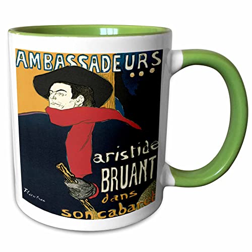 3dRose Vintage Art Nouveau Ambassadreurs Aristide 11oz Two-Tone Green Mug