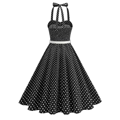 Robe de cocktail trapèze vintage chic et pin-up rétro avec ceinture