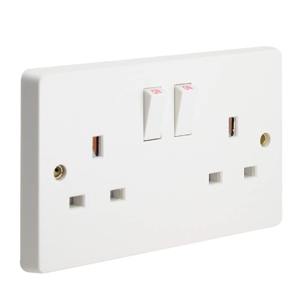 Ausering Double 13A UK Switched Wall Socket Bakelite Panel Plug Power Outlet (146x86mm)