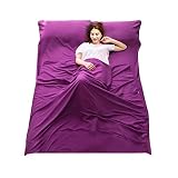 Sleeping Bag Liner Camping Travel Home Bed Sheet Lightweight Breathable Hotel Compact Sacks (Purple,