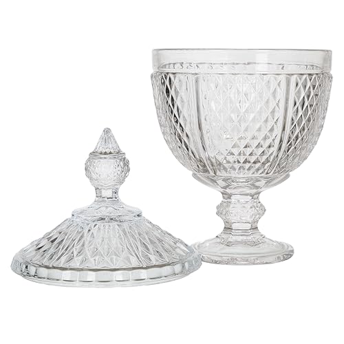 HOME DECO FACTORY - KA0543 Bonbonnière en Verre Transparent - Forme de Diamant - Conçu pour Bonbons et Objets Décoratifs - Hauteur 31 cm - Couleur...
