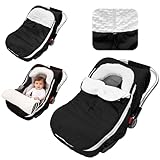 TinyPalsa Winter Baby Carseat Cover, Warm Cozy Infant Car Seat Covers with Plush Lining for Cold Weather, Waterproof Carseat Canopy with Adjustable Collar, Universal Fit for Boys & Girls (Black)