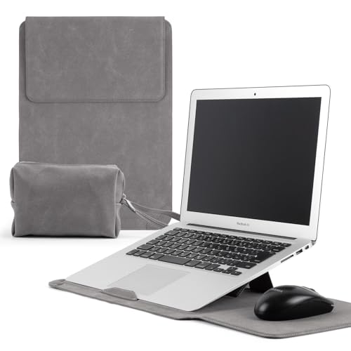 Sacoche ordinateur 13 pouces fonction stand en cuir PU premium pour MacBook Air