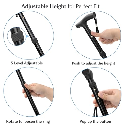 Image of PulGos Single Leg 𝐀𝐝𝐣𝐮𝐬𝐭𝐚𝐛𝐥𝐞 Walking Stick for Men & Women | 𝐀𝐧𝐭𝐢-𝐒𝐥𝐢𝐩 Walking Cane with Ergonomic Grip & Wrist Strap | Lightweight Support Stick for Seniors & Daily Walking Use