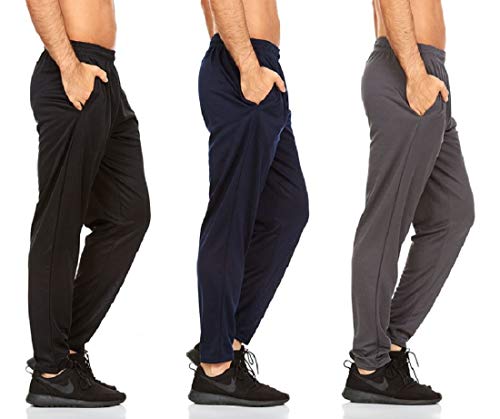DARESAY 3 Pack: Mens Athletic Pants with Pockets, Mens Sweatpants, Men's Lightweight & Breathable Joggers (Up to 3XL)