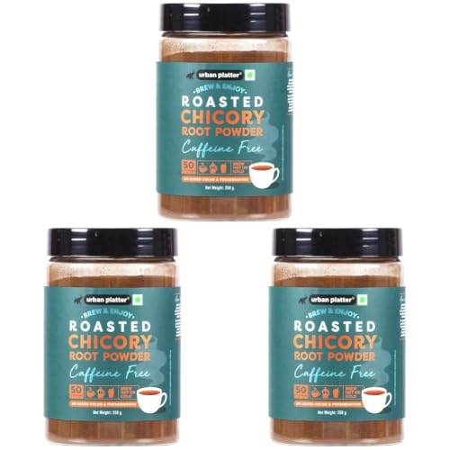 Image of Urban Platter Roasted Chicory Root Powder, 250g (Caffeine Free Coffee Substitute, Roasted and Ground to Perfection, Brew with Coffee and Other Beverages) (Pack of 3)