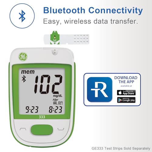 GE333 Blood Glucose Monitoring System | Glucometer | Auto Coding | 5-Second Results | Bluetooth Rightest Care App Connection | Easy-to-Read Display - Image 3