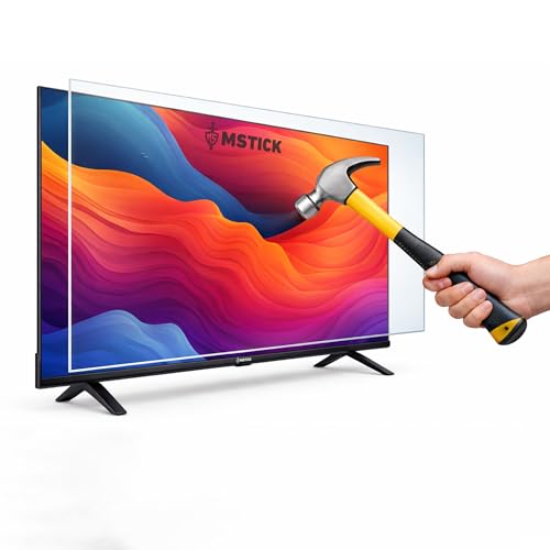 Image of MSTICK 32 Inch TV Screen Protector - Tempered Glass Guard with 9H Hardness, Scratch Resistant, Anti-Glare, Ultra HD Clear Protection for LED LCD Smart TVs