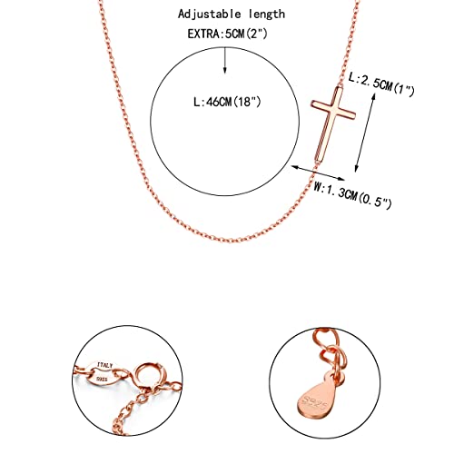 Ever Faith N11256-3 925 Sterling Silver Rose Gold Simple Religious Sideways Cross Pendant Choker Necklace Birthday/Mothers Day/Valentines Day/Christmas Jewelry Gift thumb #6