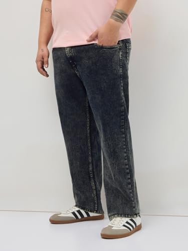 Image of Urbano Plus Men's Regular Fit Heavy Washed Denim Jeans Stretchable
