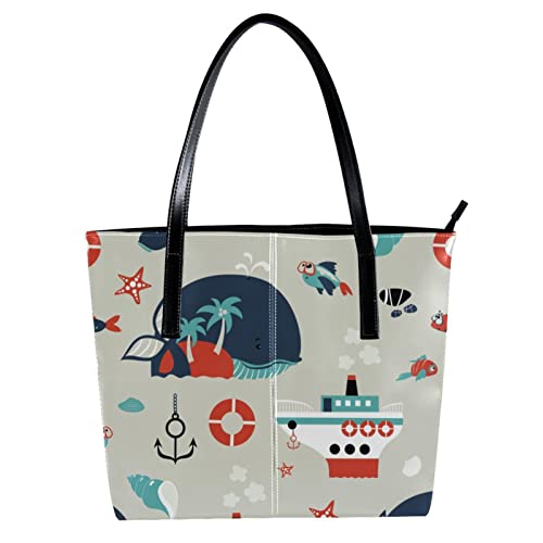 Sac bandoulière océan et motifs marins imprimés pour femme active