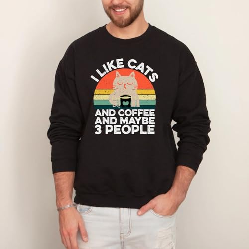 I Like Cats And Coffee Sweatshirt, Long Sleeve Casual Unisex Sweatshirt for Christmas4