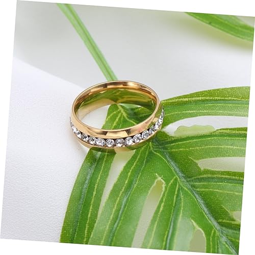 DEARMAMY Anillo de Compromiso Dorado con Cristales Anillo Sencillo y Elegante para Boda Joyería Inoxidable para Mujer - imagen 4
