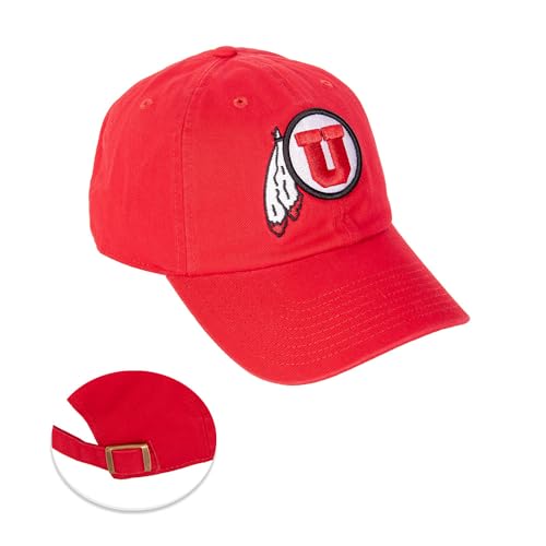 Desert Cactus University of Utah Baseball Hat UT Utes Brimmed Embroidered Hats Cap Adjustable Cloth Strap Adult (Style A) Red
