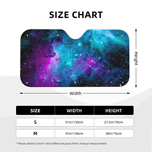 Blue Purple Galaxy Car Windshield Sunshade Foldable Uv Ray Reflector Funny Front Window Sun Shade For Most Sedans Suv Truck - Large #TOP6