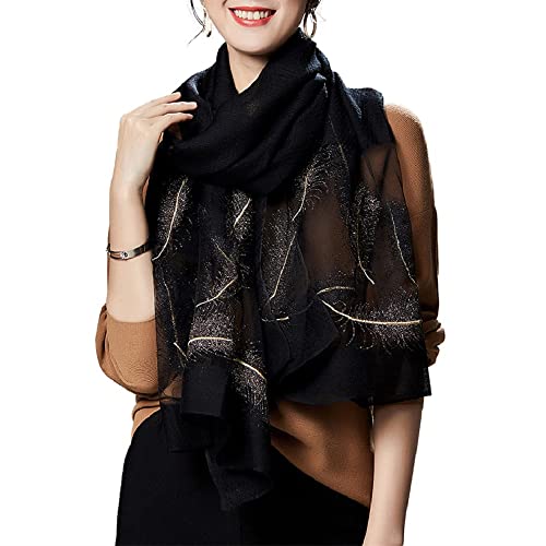 Wincess.yu Women Silk Scarf Embroidered Shawl And Wraps Fashion Scarf Lightweight Pashmina #TOP8