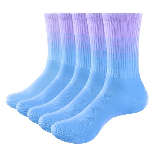 Image of YUEDGE Womens Cushioned Athletic Crew Socks, 5 Pairs