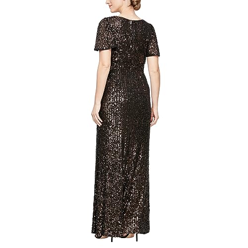Image of Alex Evenings Women's Long Stretch Sequin Bodice Mother of The Bride Dress with Empire Waist (Petite and Regular Sizes)