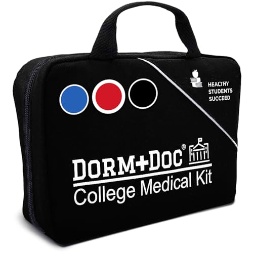 Image of College First Aid Kit - Compact Emergency Medical Kit for Dorm Rooms, School, Sports - with Bandages, OTC Medicines for Relief, Gauze, Quick Care Set - Portable Health Kit - 175 PCS, Black