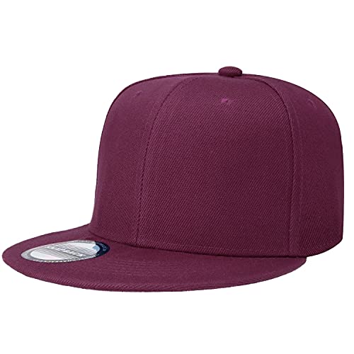 Image of Classic Snapback Hat Cap Hip Hop Style Flat Bill Blank Solid Color Adjustable Size