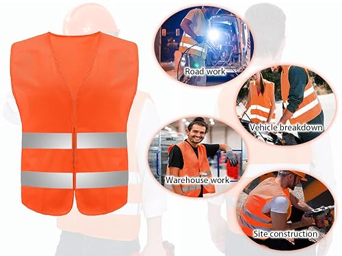 Hitopin 10PCS Reflective High Visibility Vests, Hi Vis Safety Vests, High Vis Jacket with 2 Reflective Strips - Image 4