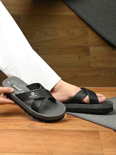 Image of DOCTOR Men Cross Strap Slippers | Soft Feel Comfort Casual Slides for Men | Lightweight Everyday Wear Open Toe Sandals