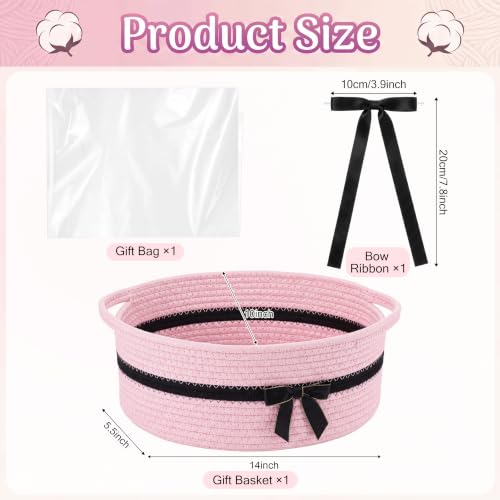 Image of Colingmill 1 Set Woven Empty Basket for Gift,Light Pink Black