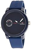 Zifferblattform: Rund Tommy Hilfiger Herren Datum klassisch Quarz Uhr mit Silikon Armband 1791325