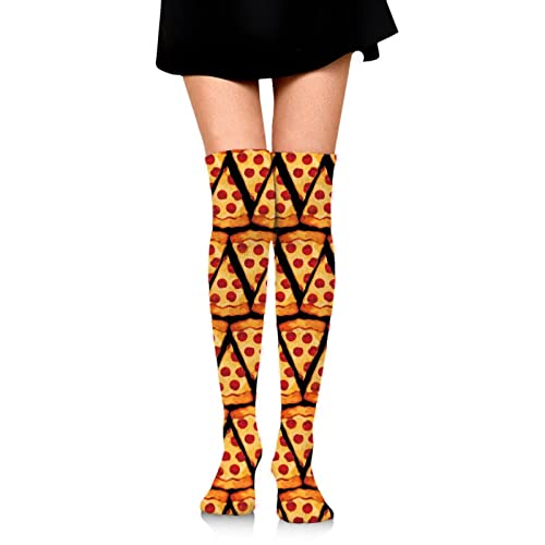 Image of Beanie Pizza Thigh High Socks For Women With Decoration Cotton Socks Knee-High Stocking