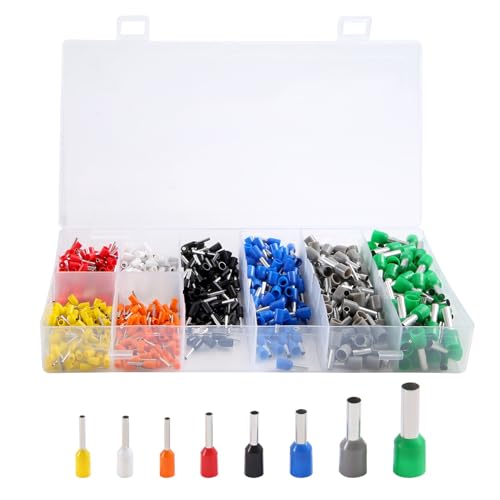 Rtxbvg Kit de viroles de 800 pièces, connecteur de sertissage de viroles de câble, kit de bornes d'extrémité de broche de câble isolé AWG 22-10, kit de viroles de grand assortiment avec étui