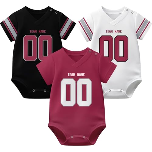 Image of KREDE Baby Clothes Unisex Bodysuit Jersey Style Custom Name Number for Baby Boys