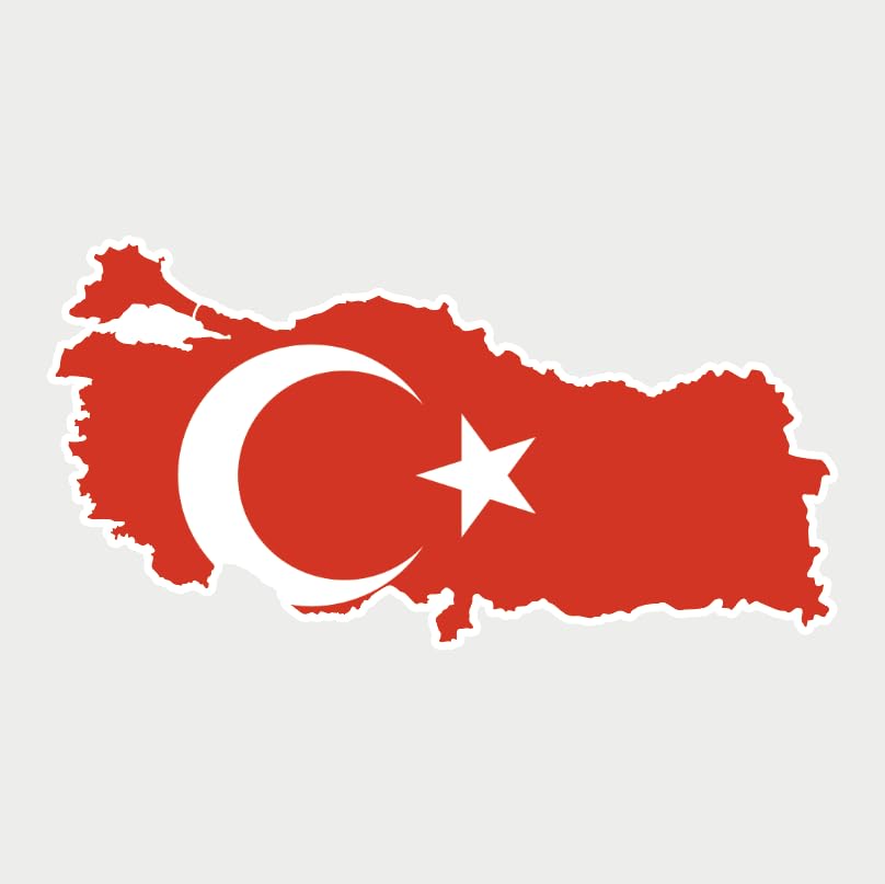 Türkei Aufkleber Kontur 80x150mm -WM EM Sticker– Premium Autoaufkleber Flagge Sticker UV-beständig & Waschstraßenfest (Türkei)