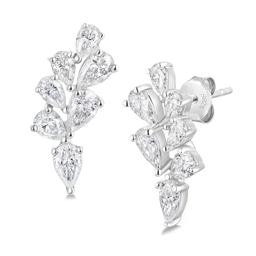 Moissanite Ear Crawler Earrings for Women 925 Silver Diamond Simple