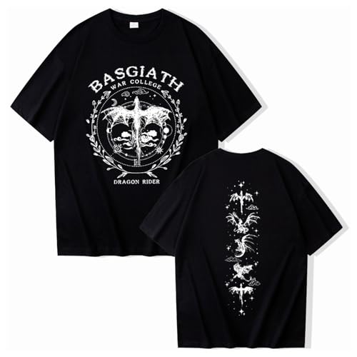 Fourth Wing Basgiath War College Dragon Ride Camiseta de estilo fantasía unisex, Negro, L