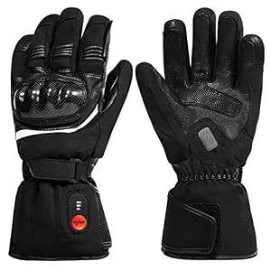 Heated Motorcycle Gloves,7.4V 2200MAH Electric Rechargeable Battery Waterproof Riding Gloves Men Women for Winter Biking…