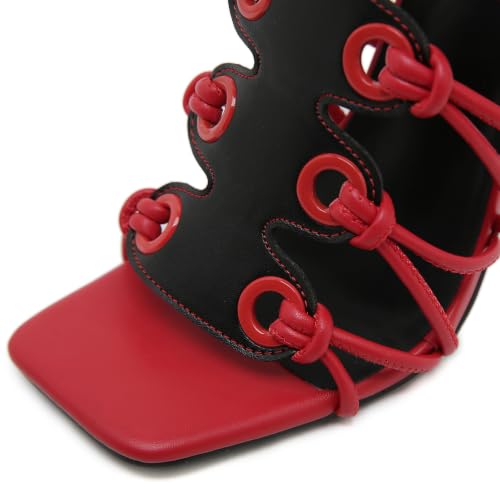 Image of STUPMARY Women Peep Toe Sandals Cut-outs Cross-tied Lace Up High Heeled Gladiator Sandals Zipper Over The Knee Bootie Summer