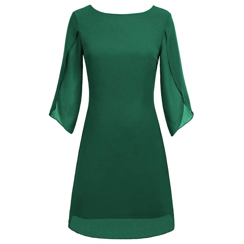 GRACE KARIN Abito Donna Vestito Elegante Chiffon Manica Corta Casual in Girocollo