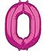 Produktbild Amscan 3661501 - Mid Size Folienballon Zahl 0, pink, Größe circa 51 x 66 cm, Heliumballon