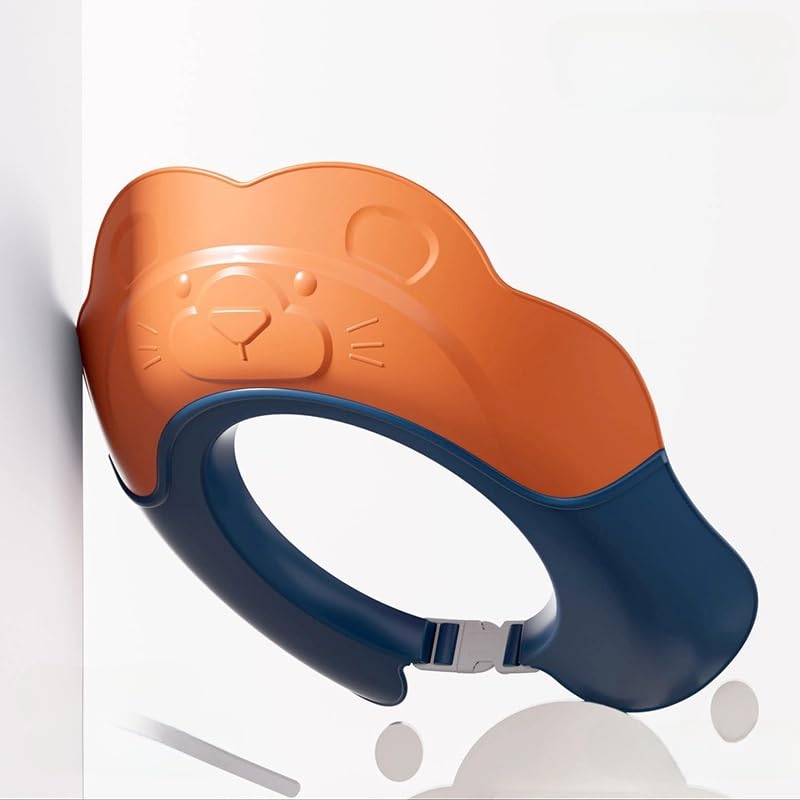 Baby Shower Cap - Waterproof Bath Visor for Toddlers 1-3 Years Extra Soft Silicone Hair Washing Hat for Kids Keep Water Out of Eyes(Animal Design) (orange)