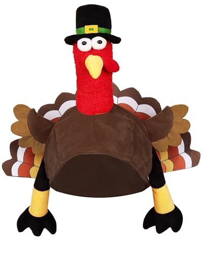 Domkier Thanksgiving Plush Turkey Hat for adults, Turkey Funny Hat for Thanksgiving Night Event