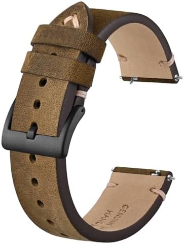BISONSTRAP Distressed Leather Watch Strap, Watch Replacement Bands for Men, Quick Release Spring Bars, Band Width 18mm 20mm 22mm