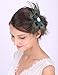 Anglacesmade Broche de plumas de pavo real para novia, tocado con plumas...