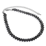 Prasacco Choker Necklace Women Rhinestone Necklace Women Black Diamond Choker Necklaces Crystal Black Necklaces for Party Prom Wedding Jewelry Accessories