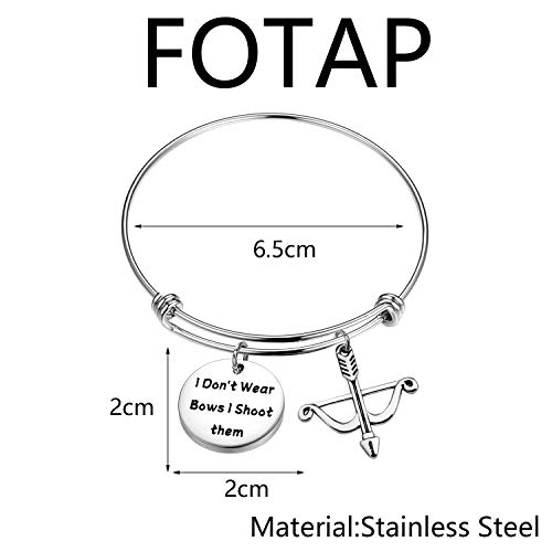 FOTAP Archery Gifts I Don't Wear Bows I Shoot Them Bracelet Hunting Gifts Bow and Arrow Charm Gift - Image 3