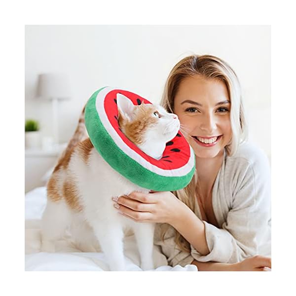 Frienda 2 pieces adjustable cat cone collar soft cat recovery collar cute cat elizabethan collars pet neck cone for kitten and small dogs, orange and watermelon - image 8