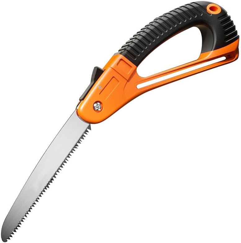 Folding Pruner Saw with Non-Slip Handle & Hand Guard for Outdoor Camping, Wood Cutting, Garden Pruning（Orange）