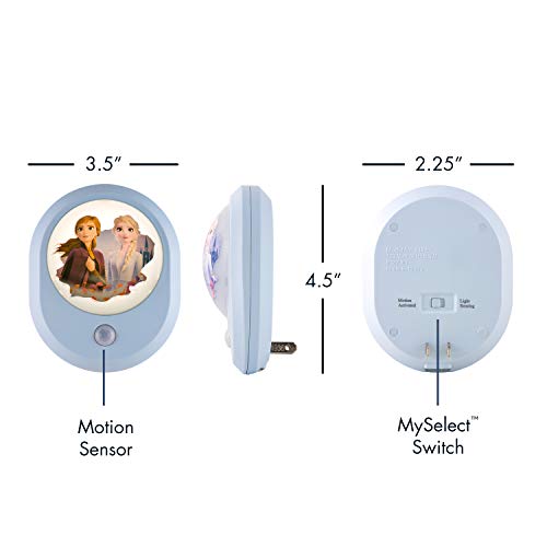 Image of Disney Frozen II MySelect LED Night Light, Motion Sensor, Dusk-to-Dawn | Featuring Anna and Elsa, Ideal for Girls' Bedrooms, Nurseries, or Bathrooms - 44473