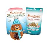 Meowijuana Knock N' Nibble Winter Buddy & Seafood Treat Bundle | Crunchie Munchie Catnip Treats | Refillable Treat Dispensing Toy | Interactive Puzzle Toy for Felines