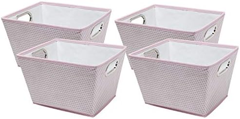 Delta Children 4 Piece Rectangle Storage Bins, Pink Dot